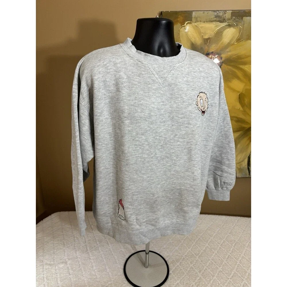 Vintage Wolf 90s Rugrats Show Tommy Pickles 2 Sided Embroidered Sweatshirt Large - Picture 5 of 16